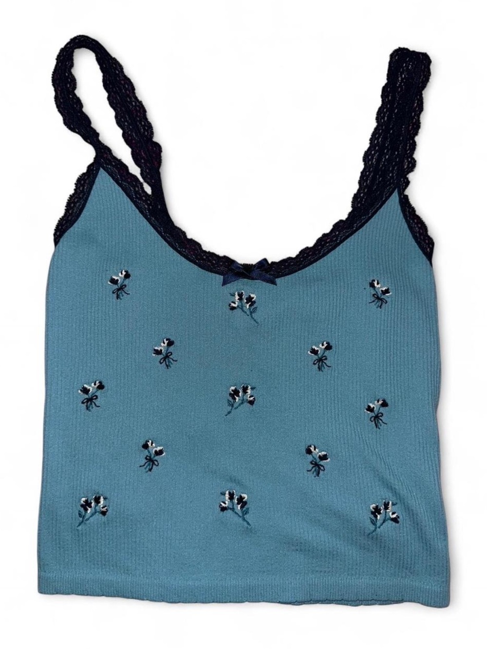 Blue Floral Crop Top